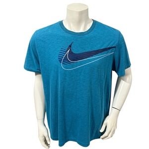 Nike Men’s Athletic T-Shirt Blue Logo Short Sleeve Dri-Fit XL